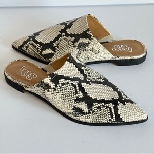 Franco Sarto Rayna Pointed-Toe Mules Snakeskin Print Size 9M